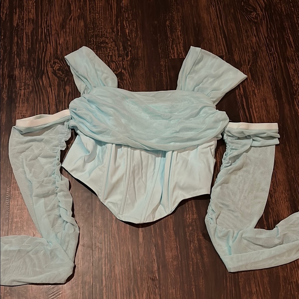 Amazon Green Ruched Bustier Sleeveless Blouse